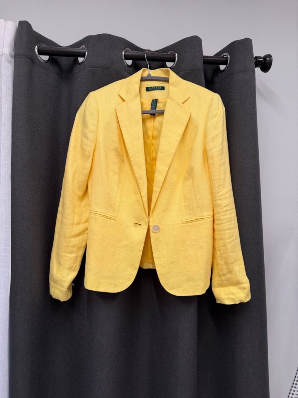 Ralph Lauren Yellow Linen-Blend Single-Button Blazer